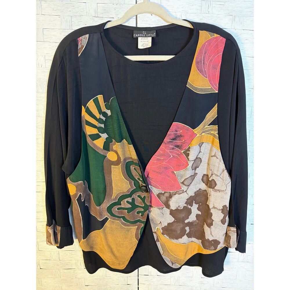 Vintage Carole little blouse vest floral modern 80s oversized office legenook
